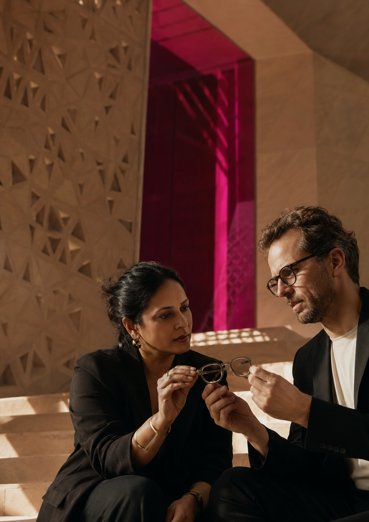 Eyewear professionals discussing market response